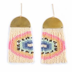 Handwoven Rainbow Fringe Earrings